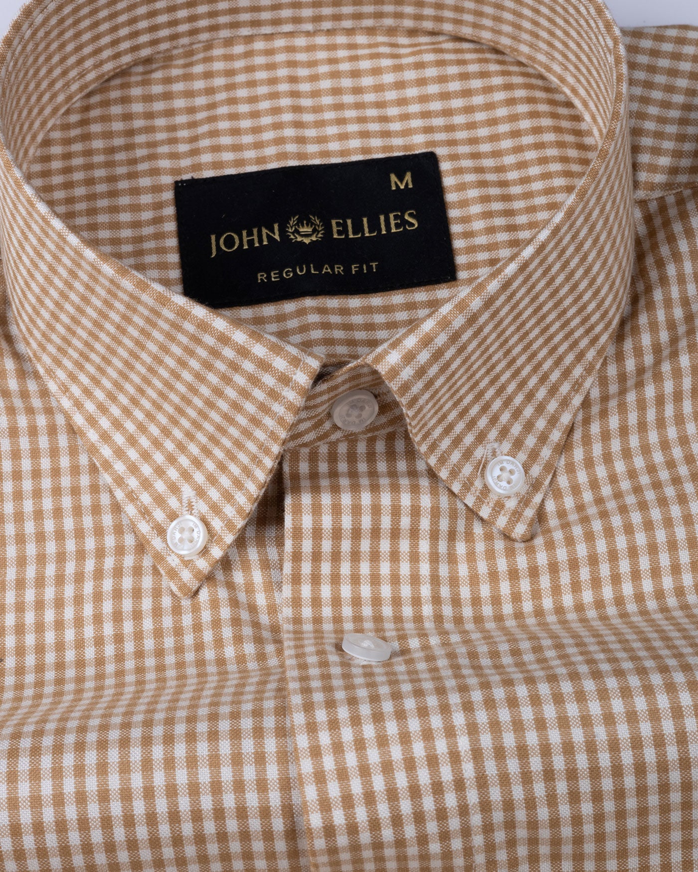 Vorniq Brown Gingham Check Button Down Cotton Shirt - John Ellies