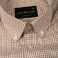Vorniq Brown Gingham Check Button Down Cotton Shirt - John Ellies
