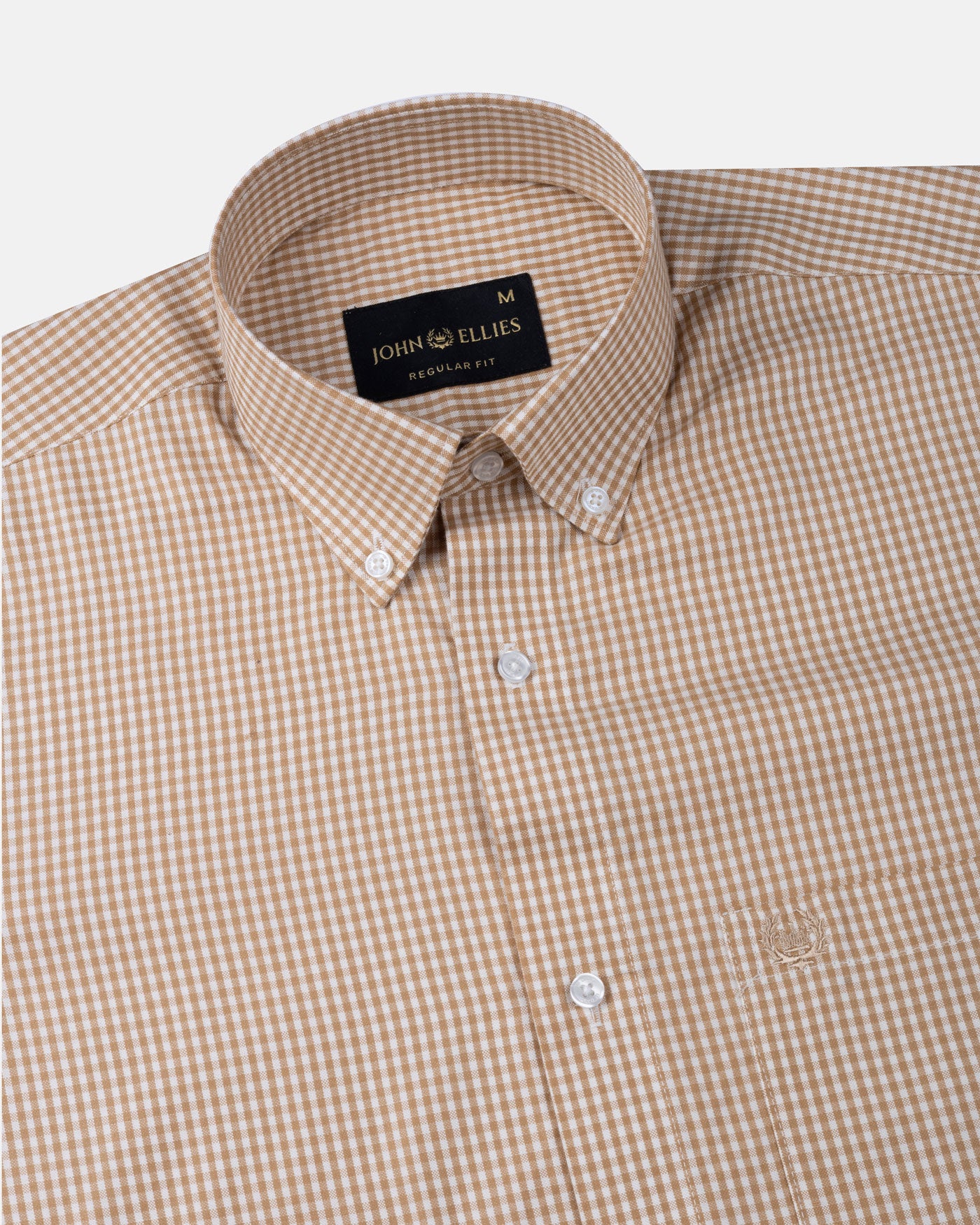 Vorniq Brown Gingham Check Button Down Cotton Shirt - John Ellies