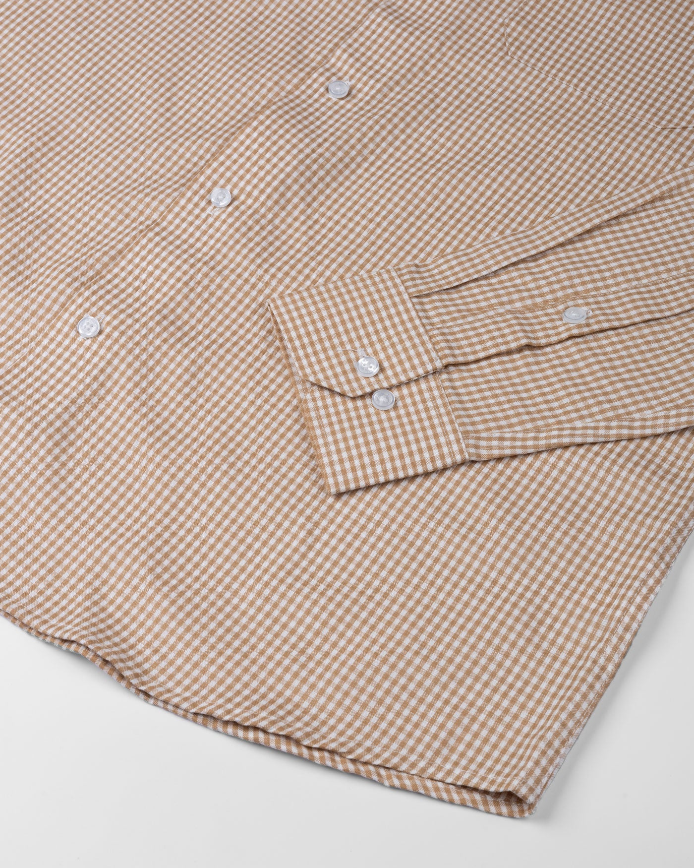 Vorniq Brown Gingham Check Button Down Cotton Shirt - John Ellies
