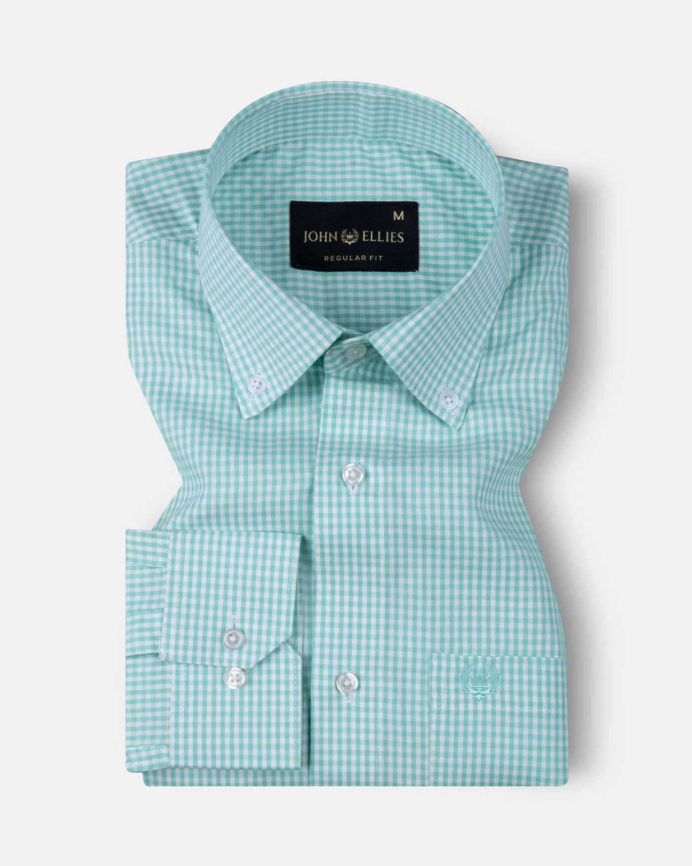 Vorniq Green Gingham Check Button Down Cotton Shirt - John Ellies