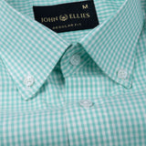 Vorniq Green Gingham Check Button Down Cotton Shirt - John Ellies