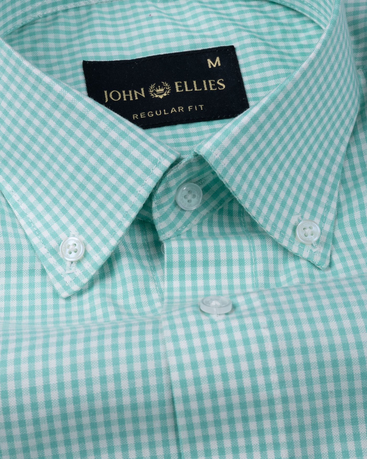 Vorniq Green Gingham Check Button Down Cotton Shirt - John Ellies