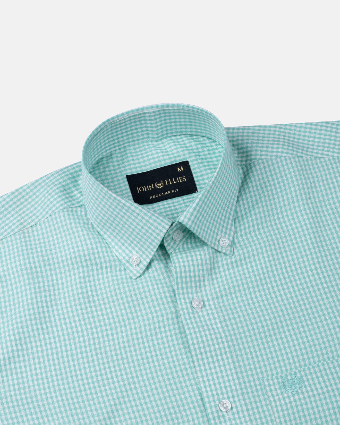 Vorniq Green Gingham Check Button Down Cotton Shirt - John Ellies