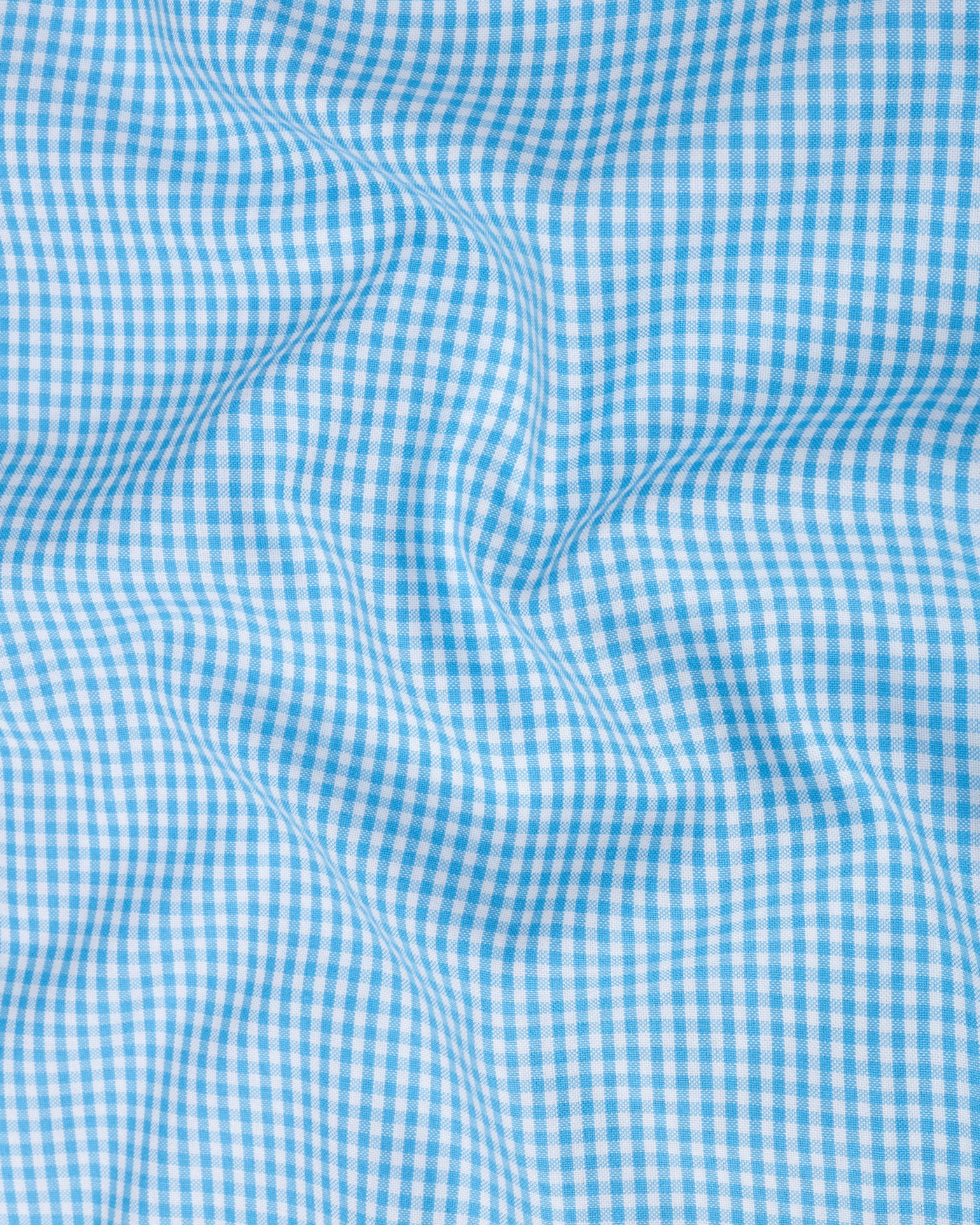 Vorniq Cyan Gingham Check Button Down Cotton Shirt - John Ellies