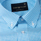 Vorniq Cyan Gingham Check Button Down Cotton Shirt - John Ellies