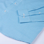 Vorniq Cyan Gingham Check Button Down Cotton Shirt - John Ellies