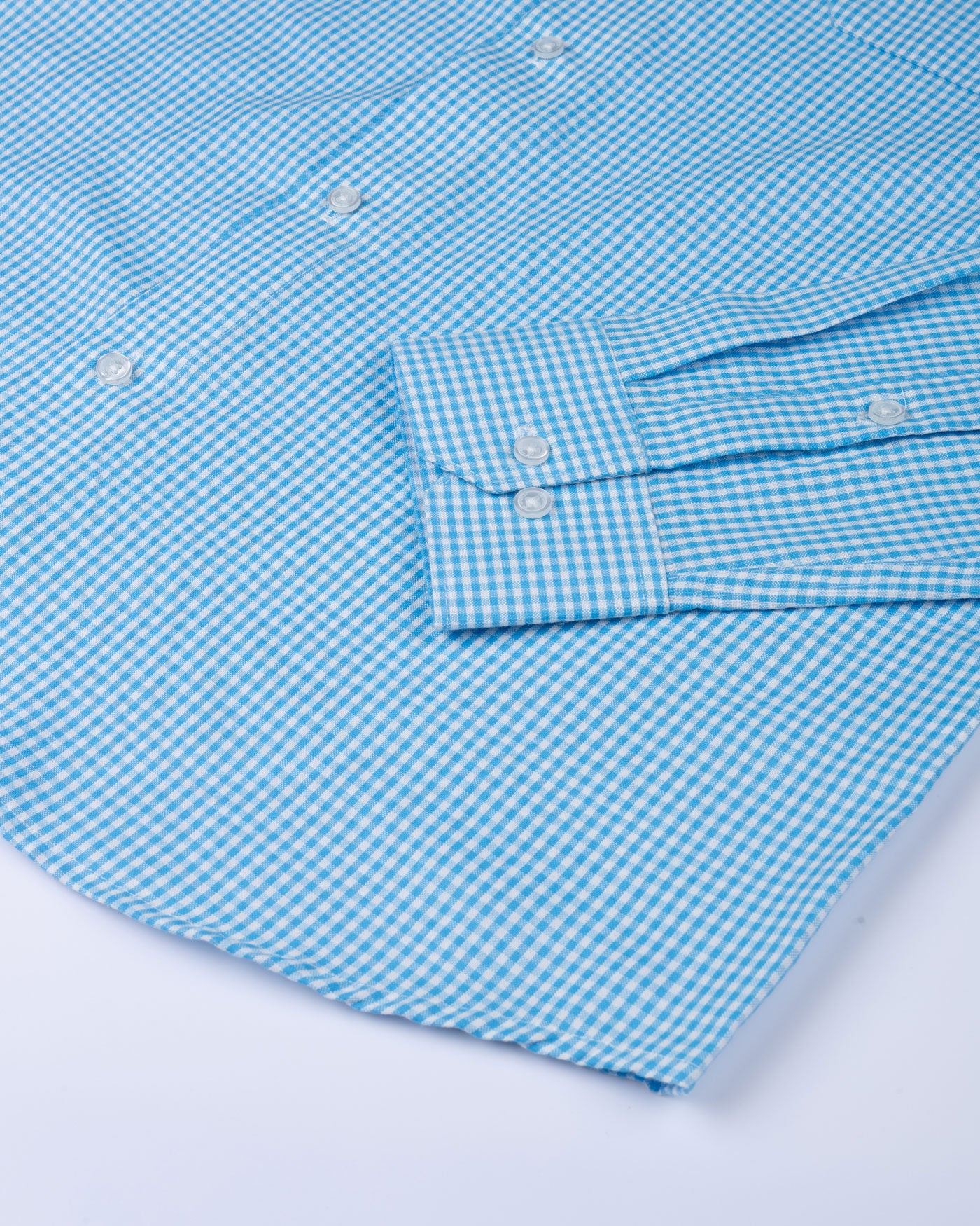 Vorniq Cyan Gingham Check Button Down Cotton Shirt - John Ellies