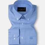 Vorniq Blue Gingham Check Button Down Cotton Shirt - John Ellies