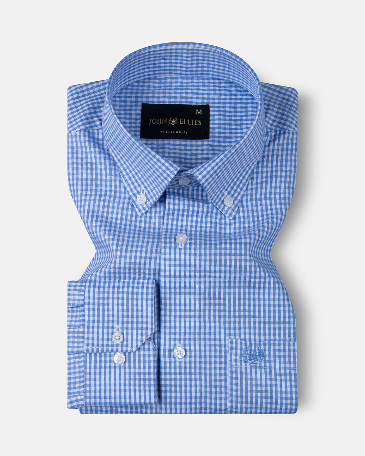 Vorniq Blue Gingham Check Button Down Cotton Shirt - John Ellies