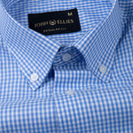 Vorniq Blue Gingham Check Button Down Cotton Shirt - John Ellies