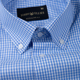Vorniq Blue Gingham Check Button Down Cotton Shirt - John Ellies