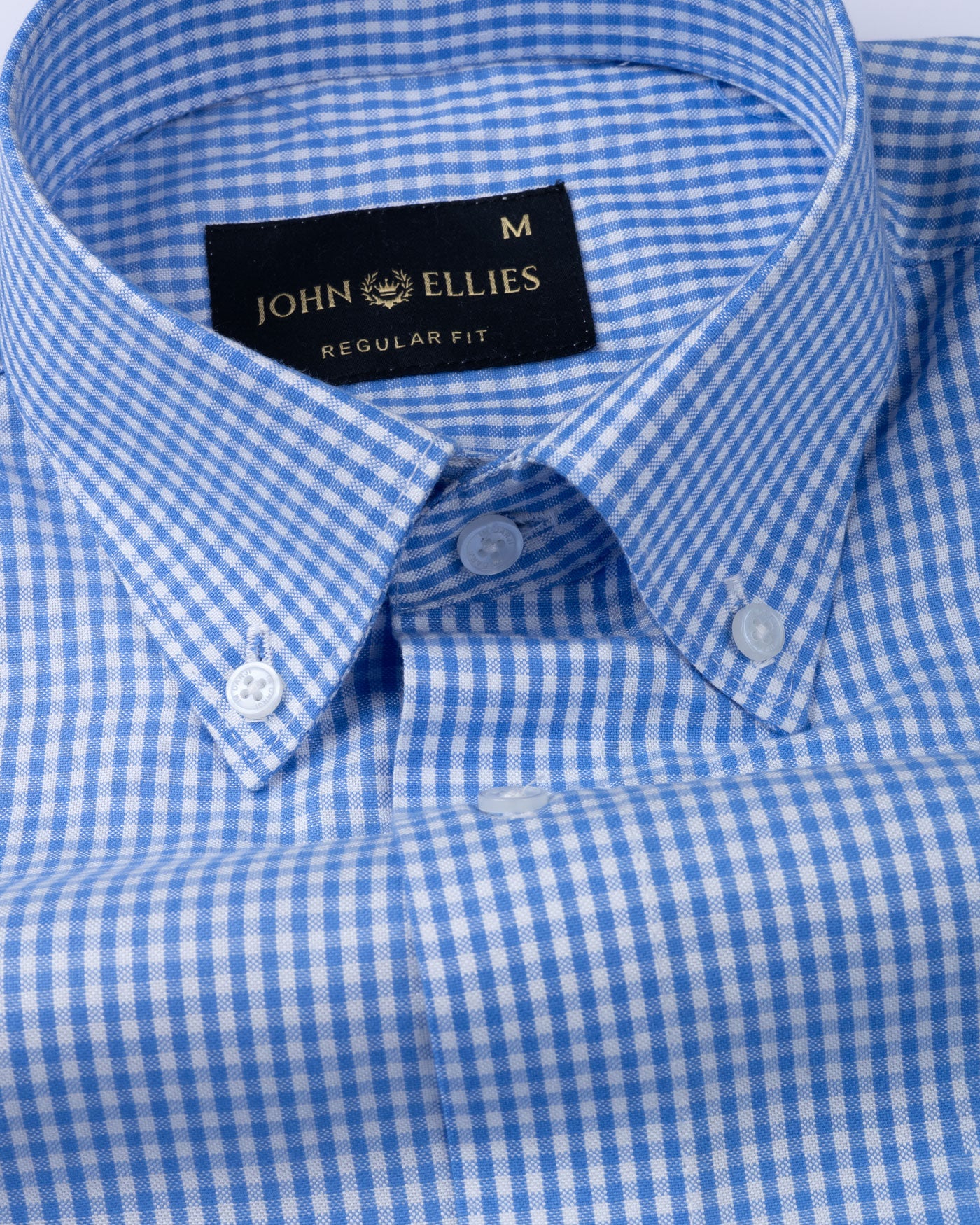 Vorniq Blue Gingham Check Button Down Cotton Shirt - John Ellies
