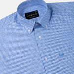 Vorniq Blue Gingham Check Button Down Cotton Shirt - John Ellies
