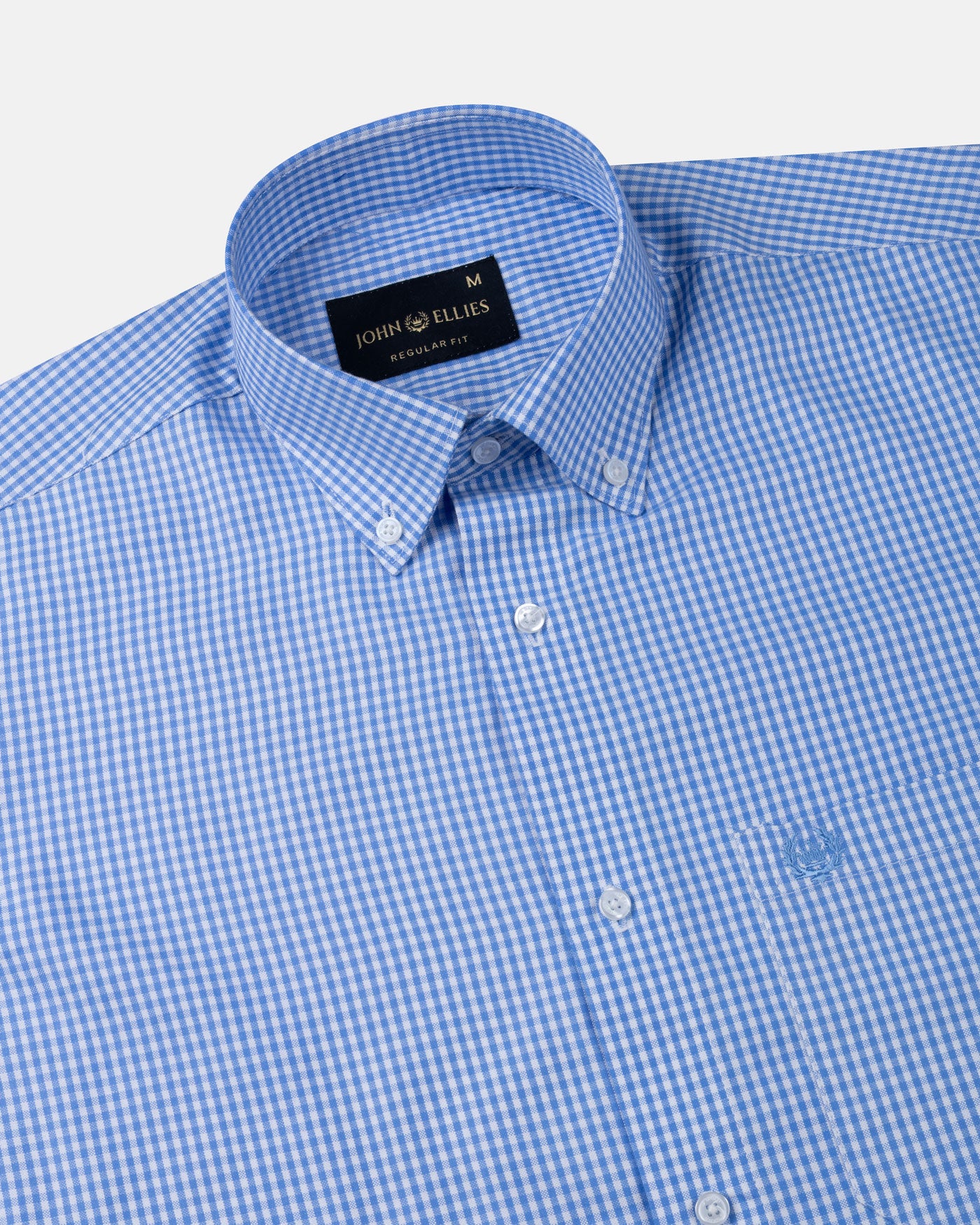 Vorniq Blue Gingham Check Button Down Cotton Shirt - John Ellies