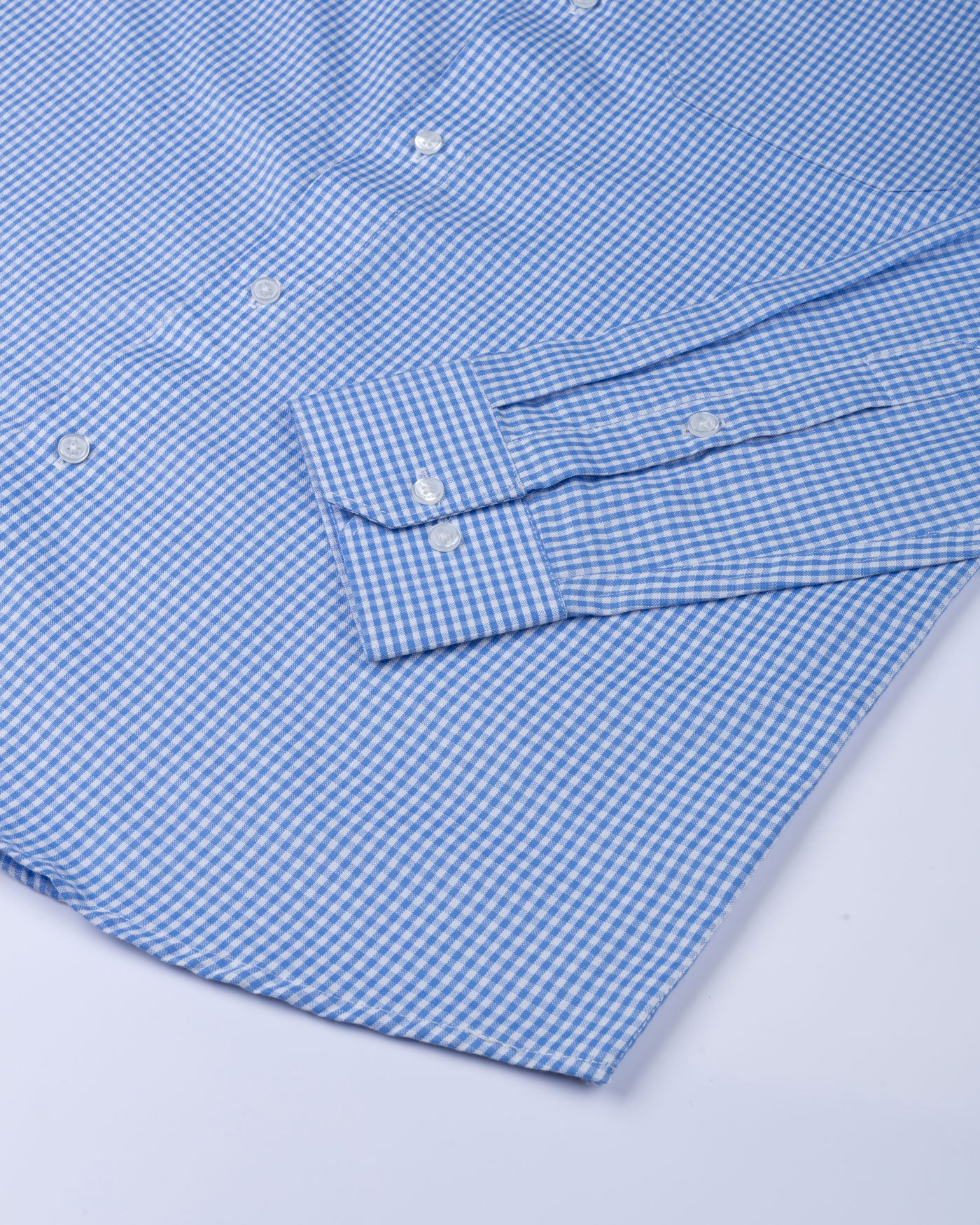 Vorniq Blue Gingham Check Button Down Cotton Shirt - John Ellies