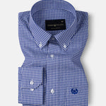 Vorniq Navy Blue Gingham Check Button Down Cotton Shirt - John Ellies