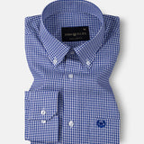 Vorniq Navy Blue Gingham Check Button Down Cotton Shirt - John Ellies