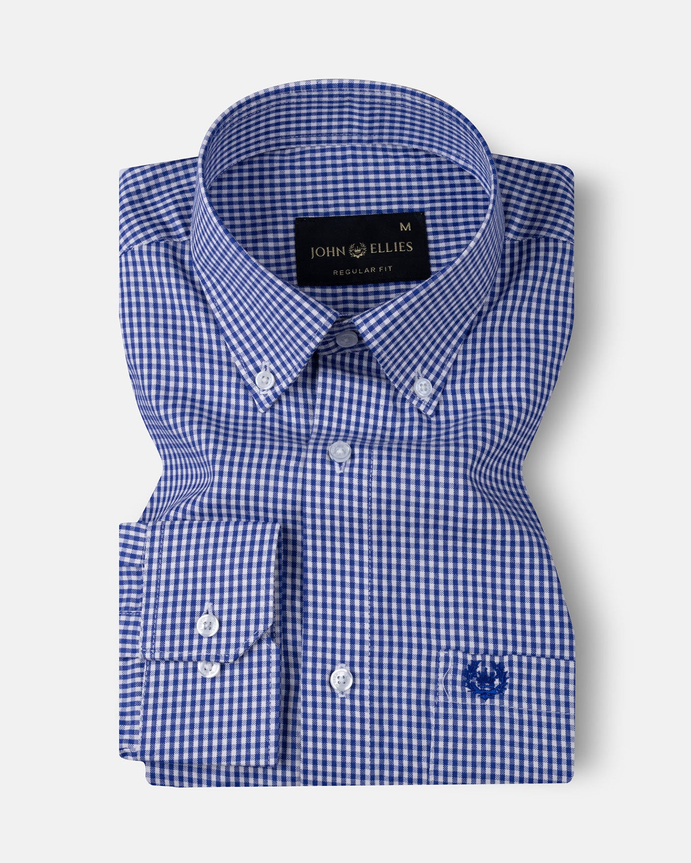 Vorniq Navy Blue Gingham Check Button Down Cotton Shirt - John Ellies