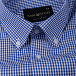 Vorniq Navy Blue Gingham Check Button Down Cotton Shirt - John Ellies