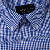 Vorniq Navy Blue Gingham Check Button Down Cotton Shirt - John Ellies
