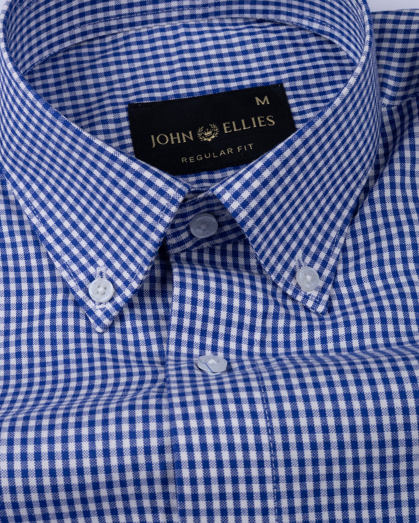 Vorniq Navy Blue Gingham Check Button Down Cotton Shirt - John Ellies
