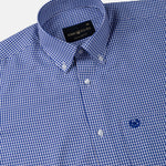 Vorniq Navy Blue Gingham Check Button Down Cotton Shirt - John Ellies