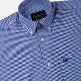 Vorniq Navy Blue Gingham Check Button Down Cotton Shirt - John Ellies