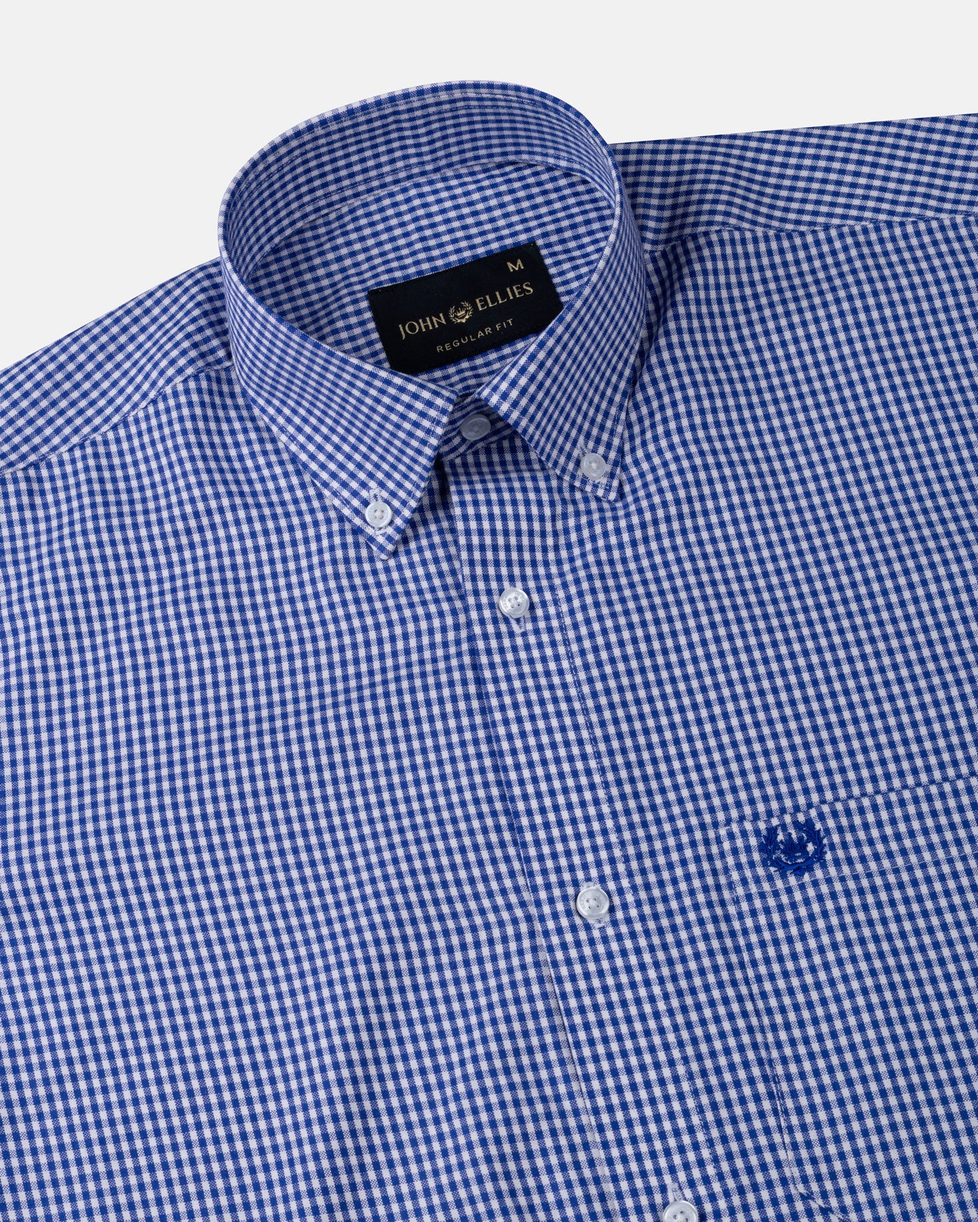 Vorniq Navy Blue Gingham Check Button Down Cotton Shirt - John Ellies