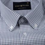 Vorniq Grey Gingham Check Button Down Cotton Shirt - John Ellies