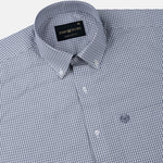 Vorniq Grey Gingham Check Button Down Cotton Shirt - John Ellies