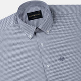 Vorniq Grey Gingham Check Button Down Cotton Shirt - John Ellies