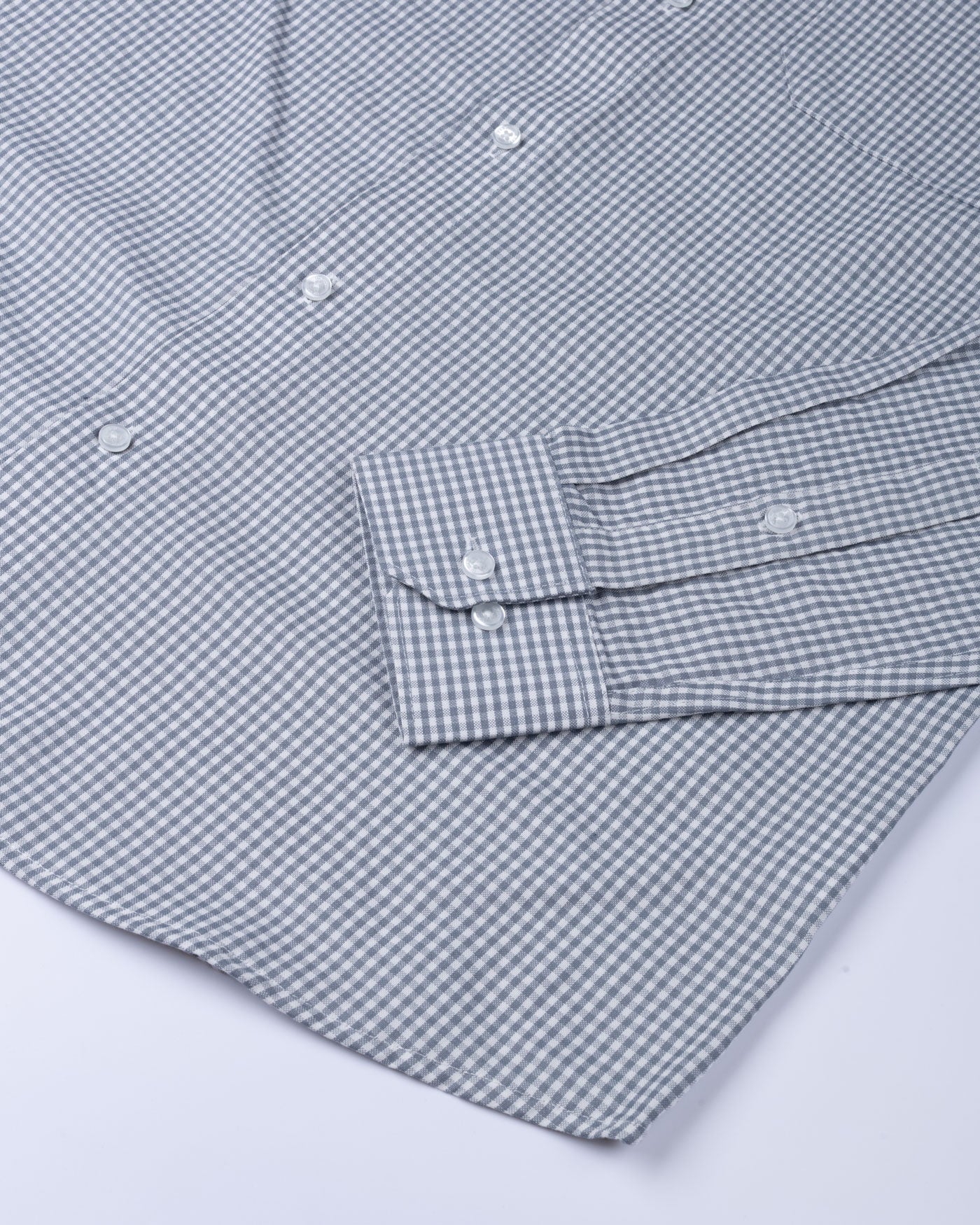 Vorniq Grey Gingham Check Button Down Cotton Shirt - John Ellies