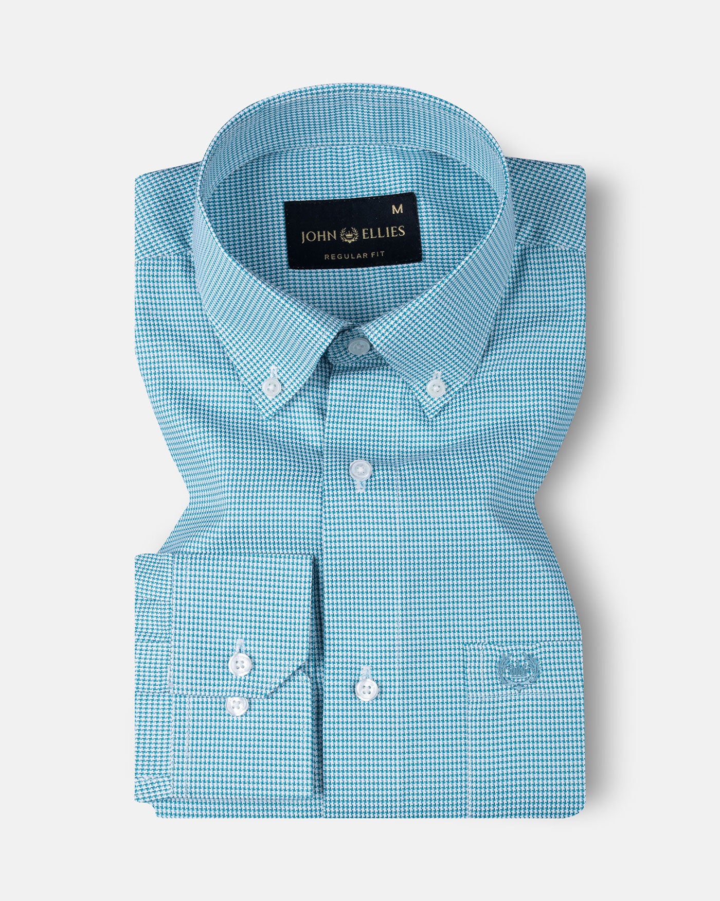 Gravone Green Houndstooth Button Down Cotton Shirt - John Ellies