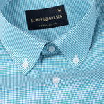 Gravone Green Houndstooth Button Down Cotton Shirt - John Ellies