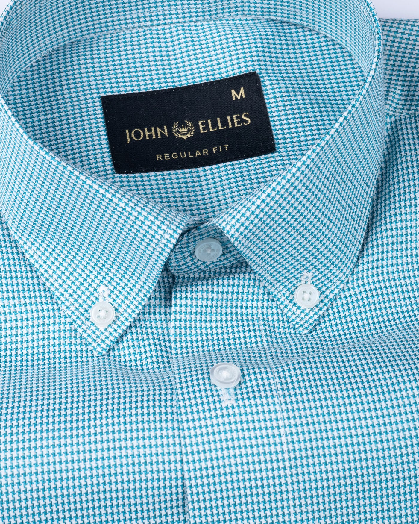 Gravone Green Houndstooth Button Down Cotton Shirt - John Ellies