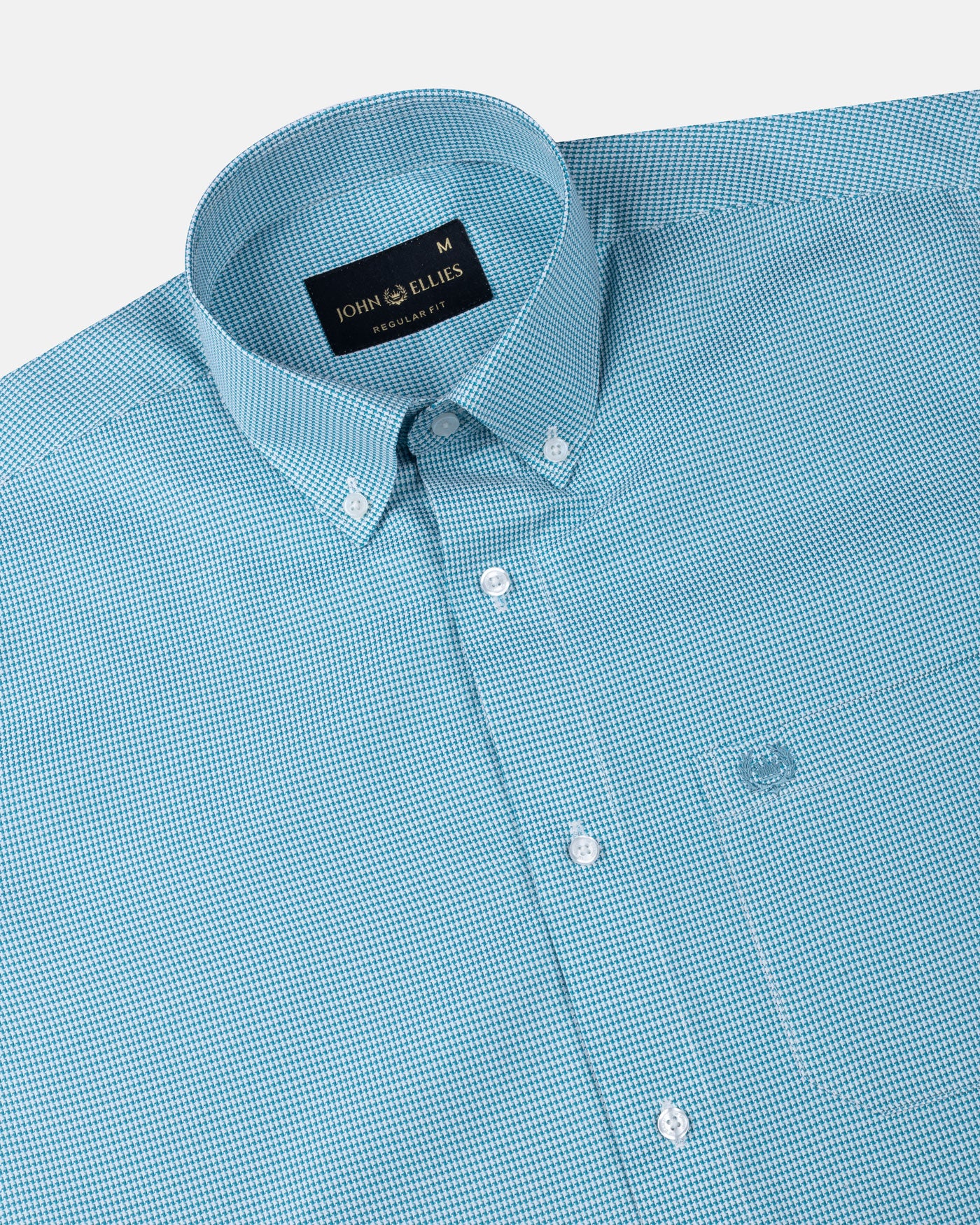 Gravone Green Houndstooth Button Down Cotton Shirt - John Ellies