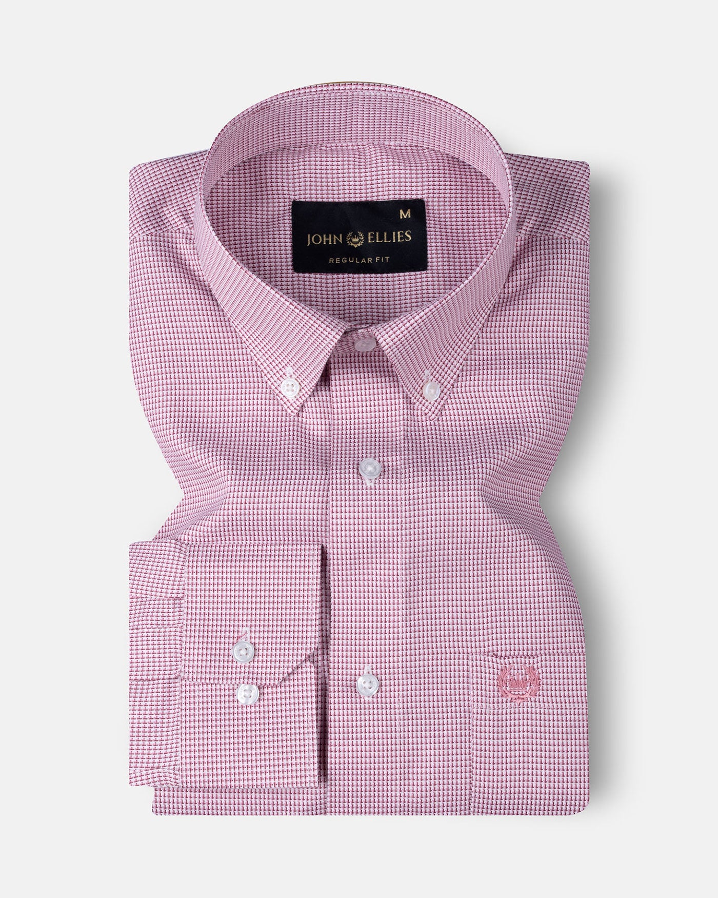 Gravone Pink Houndstooth Button Down Cotton Shirt - John Ellies