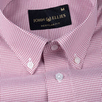 Gravone Pink Houndstooth Button Down Cotton Shirt - John Ellies