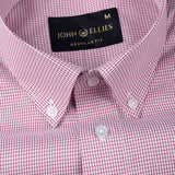 Gravone Pink Houndstooth Button Down Cotton Shirt - John Ellies