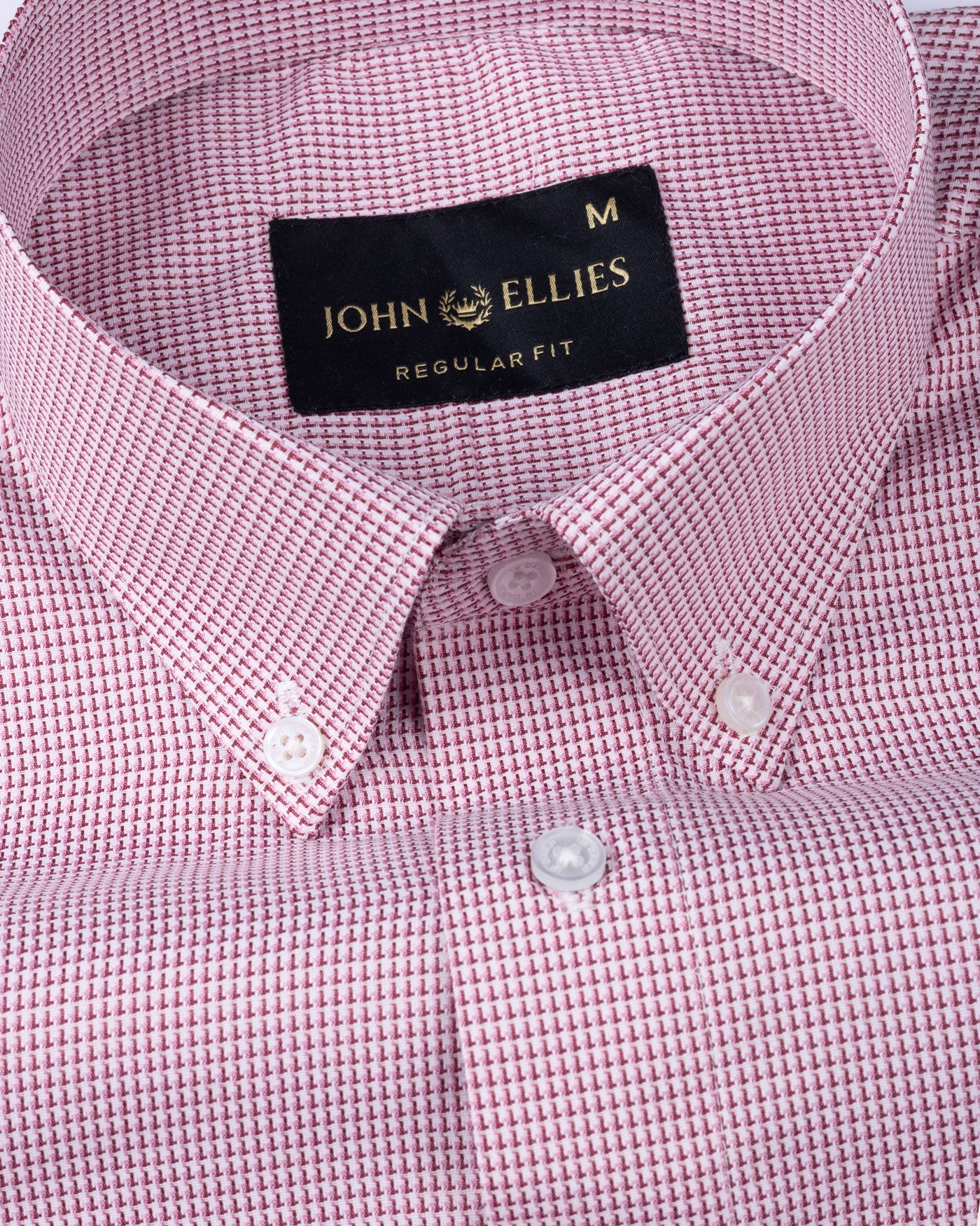 Gravone Pink Houndstooth Button Down Cotton Shirt - John Ellies