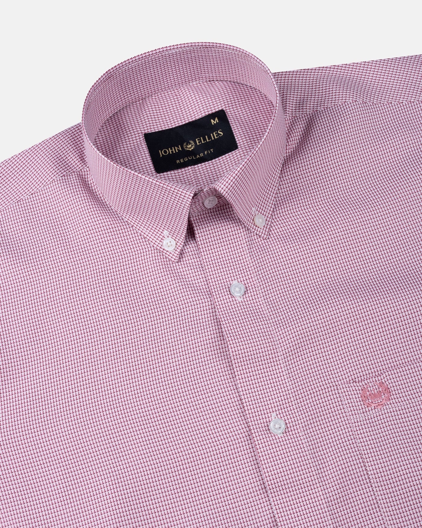 Gravone Pink Houndstooth Button Down Cotton Shirt - John Ellies