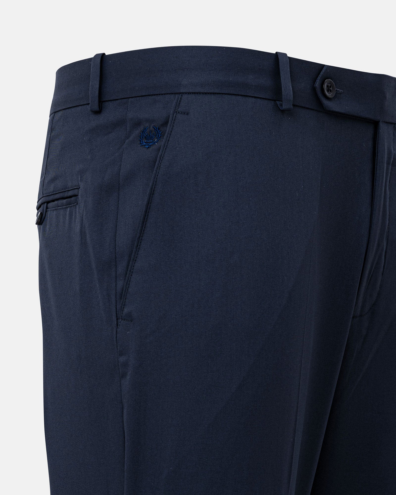 Ascots Navy Blue Plain Formal Cotton Pant - John Ellies
