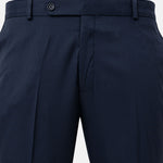 Ascots Navy Blue Plain Formal Cotton Pant - John Ellies