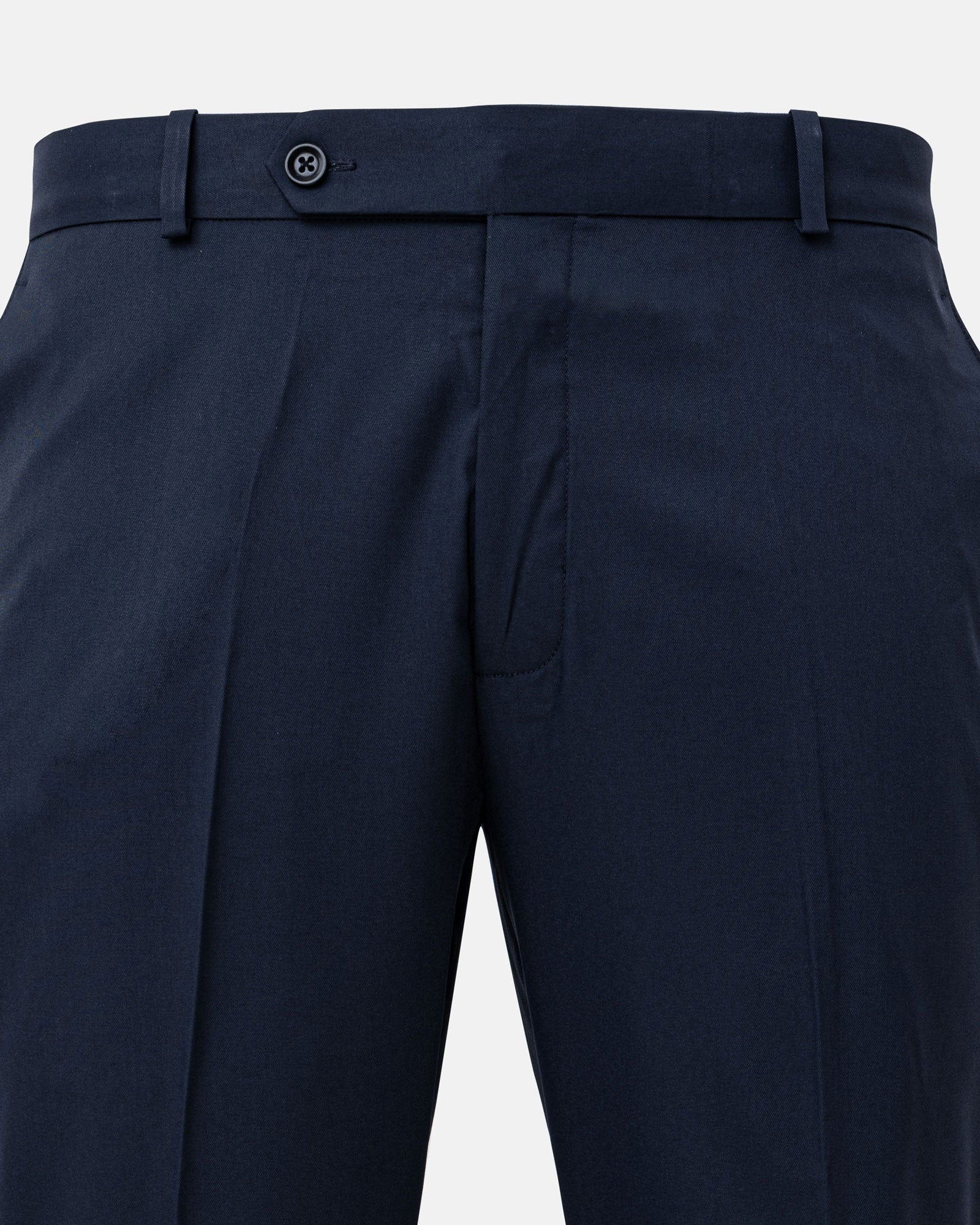 Ascots Navy Blue Plain Formal Cotton Pant - John Ellies