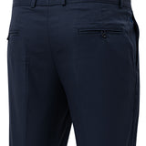 Ascots Navy Blue Plain Formal Cotton Pant - John Ellies