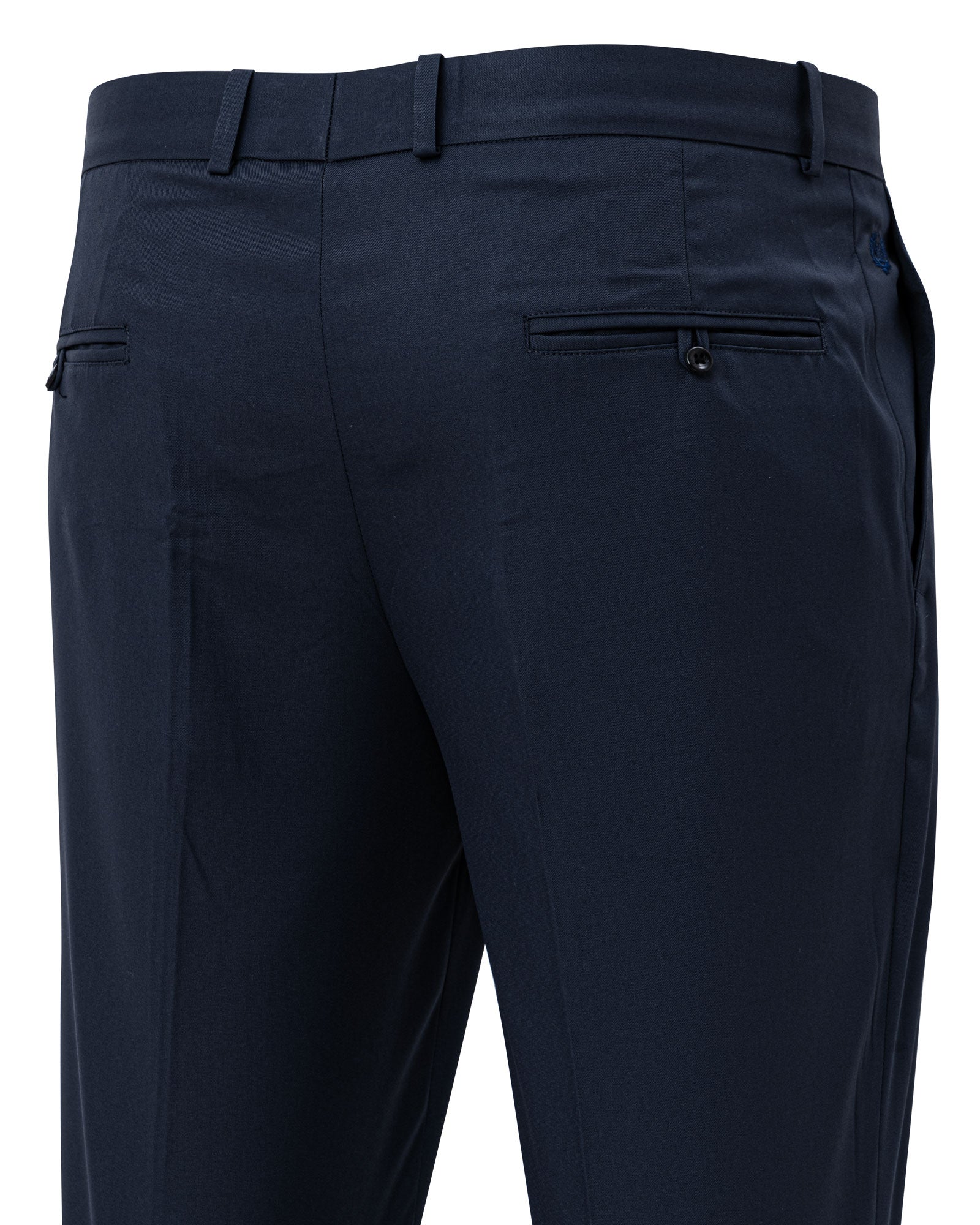 Ascots Navy Blue Plain Formal Cotton Pant - John Ellies