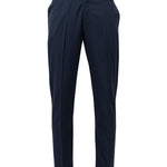 Ascots Navy Blue Plain Formal Cotton Pant - John Ellies