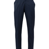 Ascots Navy Blue Plain Formal Cotton Pant - John Ellies
