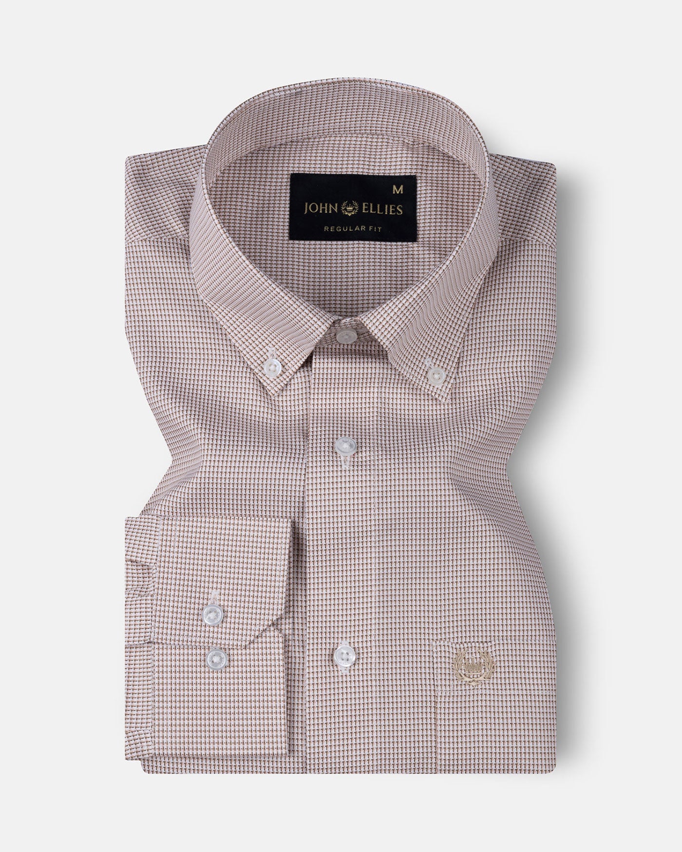 Gravone Orange Houndstooth Button Down Cotton Shirt - John Ellies